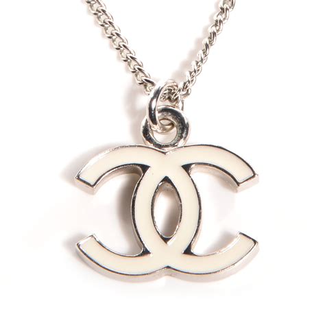 chanel white enamel necklace|genuine Chanel necklace.